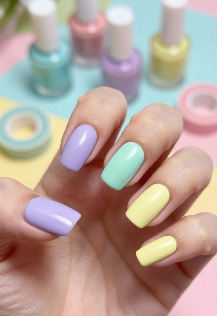 25 Colorful Pastel Nail Art Ideas That Are Perfect for Summer! 🍦 - 8. Color Block Style 1