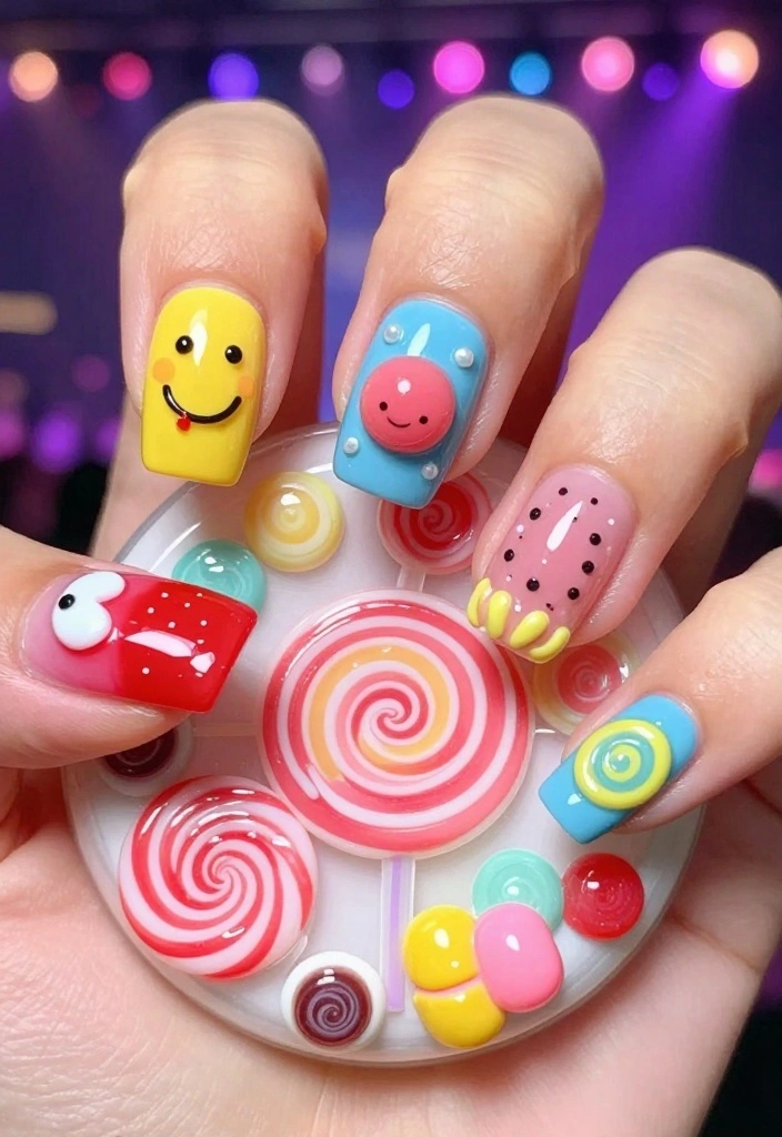 25 Concert Nails Ideas That Will Rock Your World (You Won't Believe #10!) - 23. Sweet Candy Nails 1