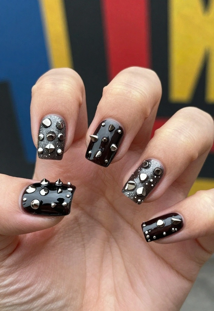 25 Concert Nails Ideas That Will Rock Your World (You Won't Believe #10!) - 9. Edgy Studded Styles 1