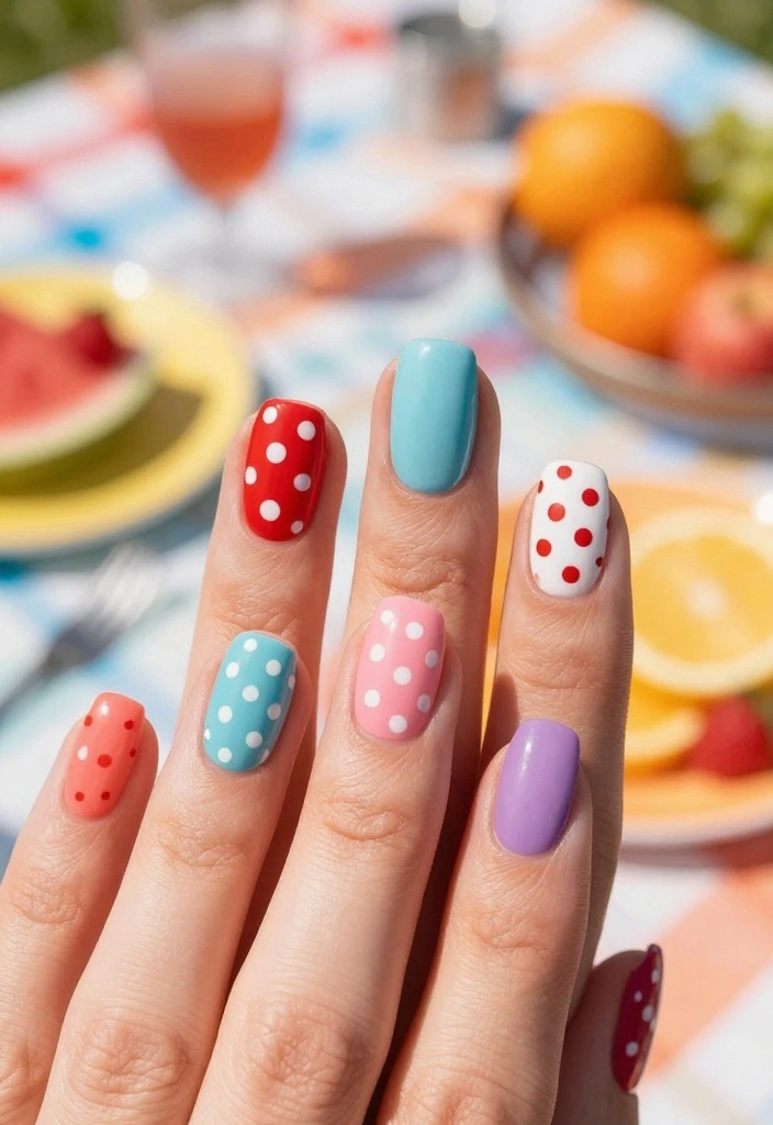 25 Creative Pool Nails Designs You Need to Try Before Summer Ends! - 13. Classic Polka Dots 1