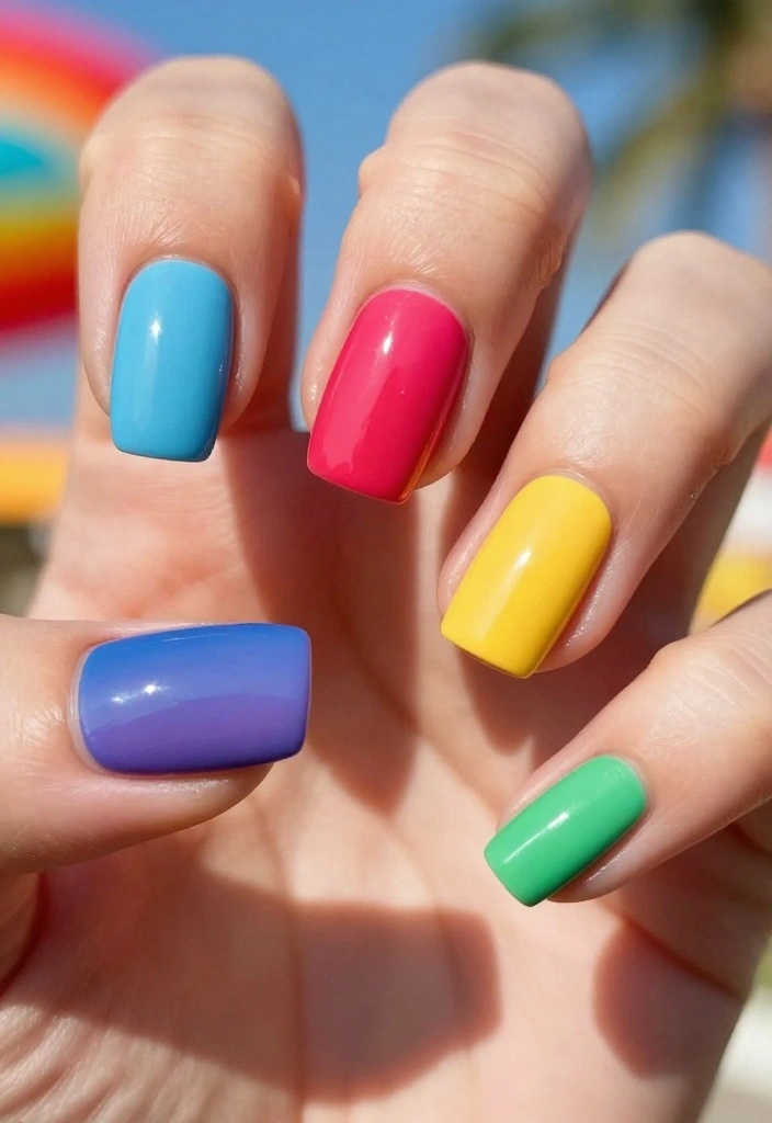 25 Creative Pool Nails Designs You Need to Try Before Summer Ends! - 16. Color Block Nails 1