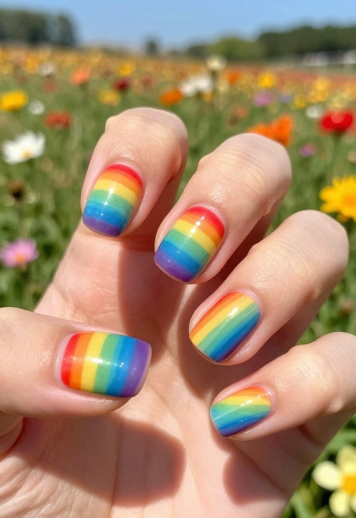 25 Creative Pool Nails Designs You Need to Try Before Summer Ends! - 20. Rainbow Nails 1