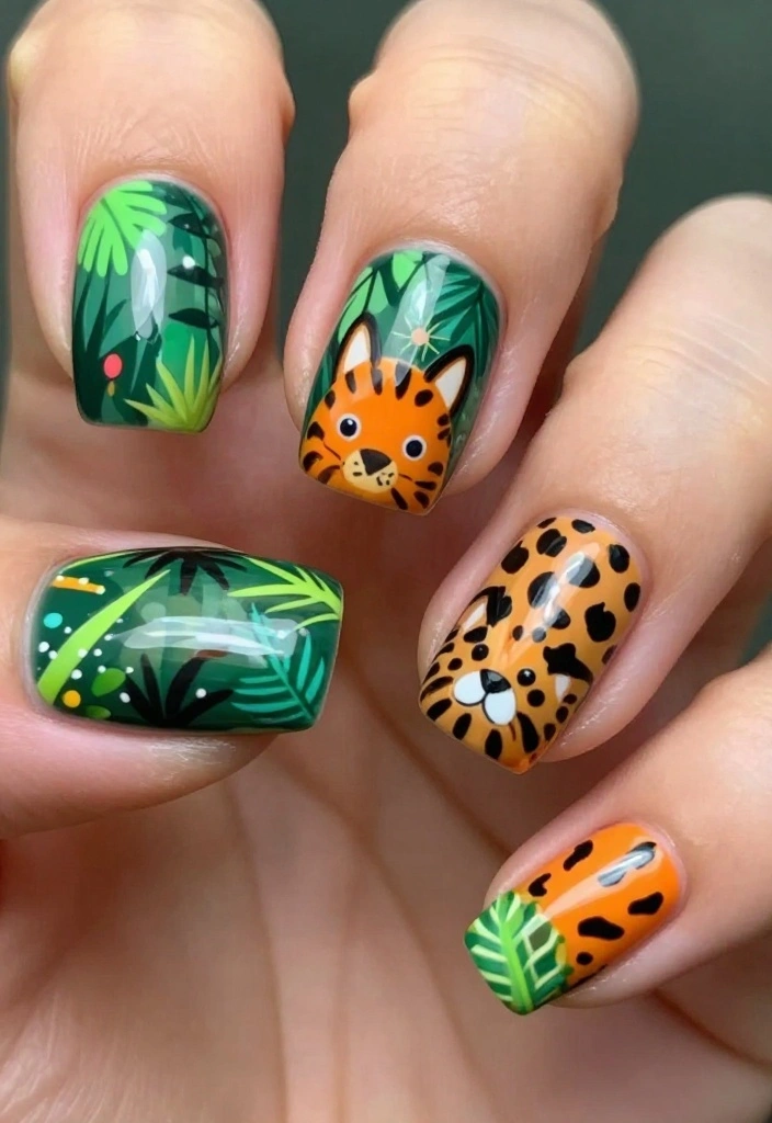 25 Creative Pool Nails Designs You Need to Try Before Summer Ends! - 23. Funky Animal Prints 1
