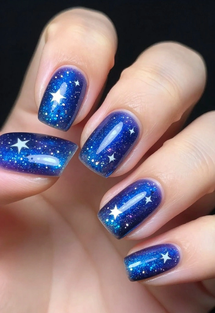 25 Creative Pool Nails Designs You Need to Try Before Summer Ends! - 24. Shimmering Stardust 1