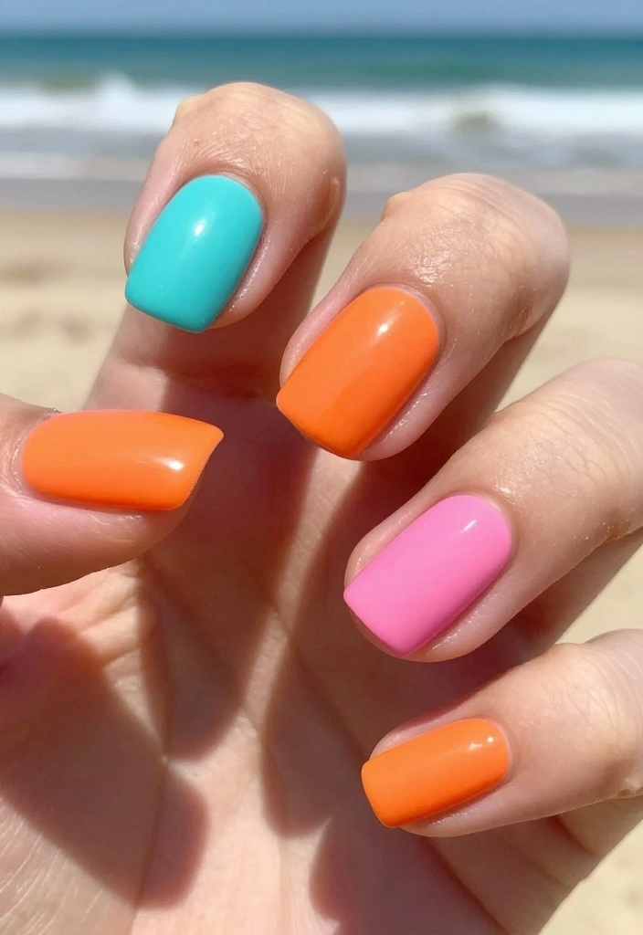 25 Creative Pool Nails Designs You Need to Try Before Summer Ends! - 5. Colorful Stripes Nails 1