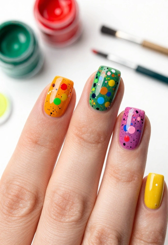25 Easy Nail Art Styles to Make Your 'Hello Nails' Shine Like Never Before! - 22. Colorful Splatter 1