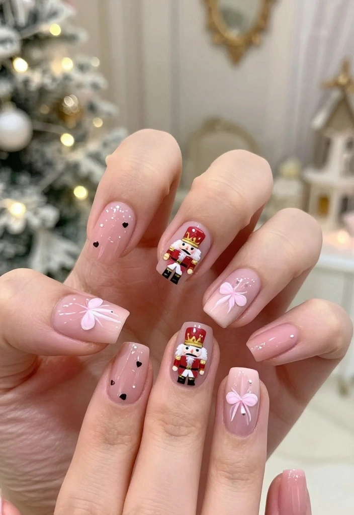 25 Festive DIY Nail Ideas to Celebrate the Holidays at Home (Nail #12 is a Must-See!) - 16. Nutcracker Ballet 1