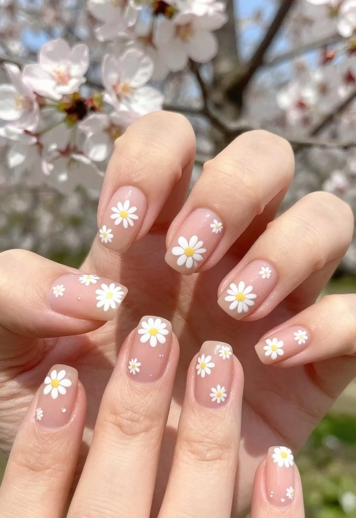 25 Gorgeous Flower Nail Art Ideas That Are Perfect for Any Occasion! - 1. Dainty Daisy Delights 1