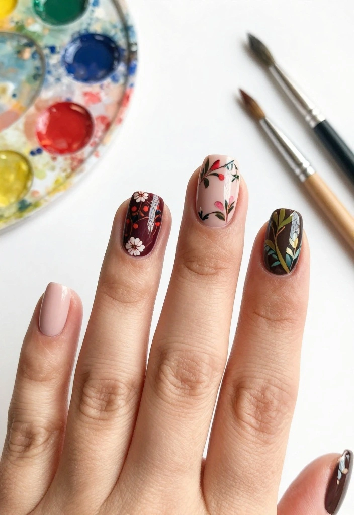 25 Gorgeous Flower Nail Art Ideas That Are Perfect for Any Occasion! - 10. Artistic Floral Accents 1