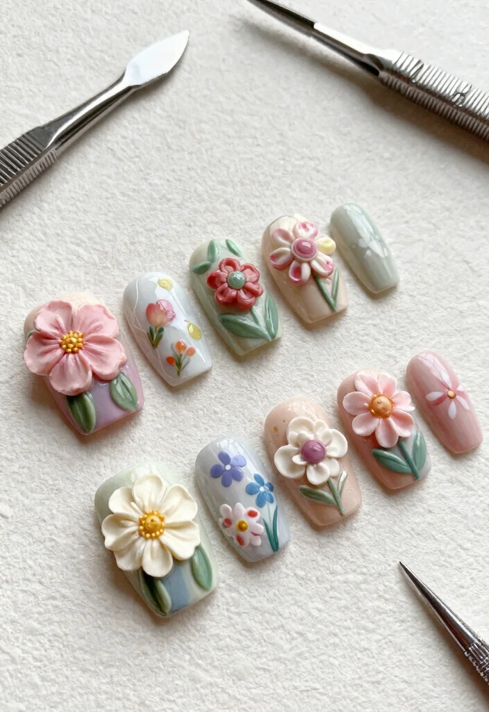 25 Gorgeous Flower Nail Art Ideas That Are Perfect for Any Occasion! - 19. 3D Floral Elements 1