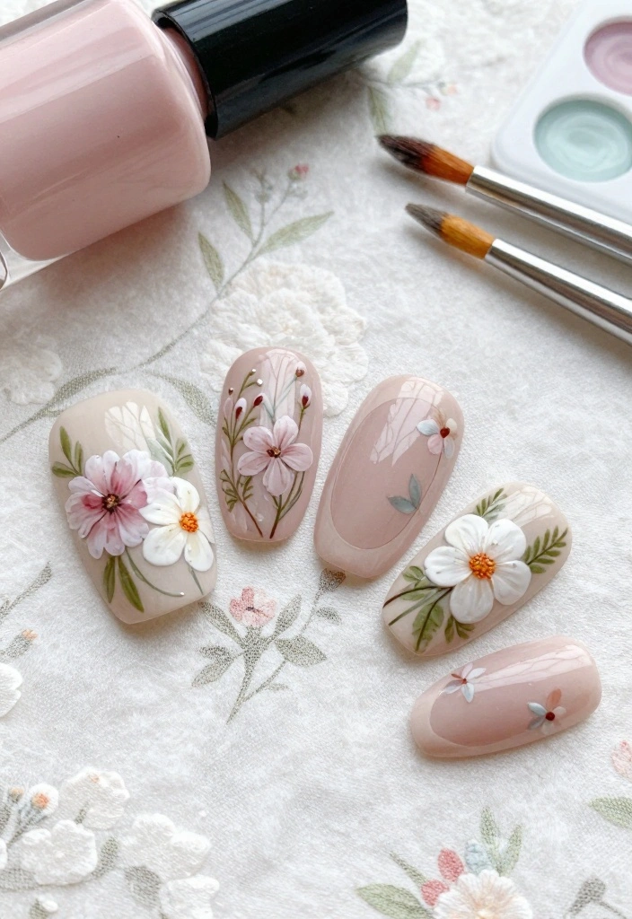 25 Nail Tutorials That Will Inspire Your Next Nail Art Adventure (Don't Miss #15!) - 3. Botanical Bliss 1