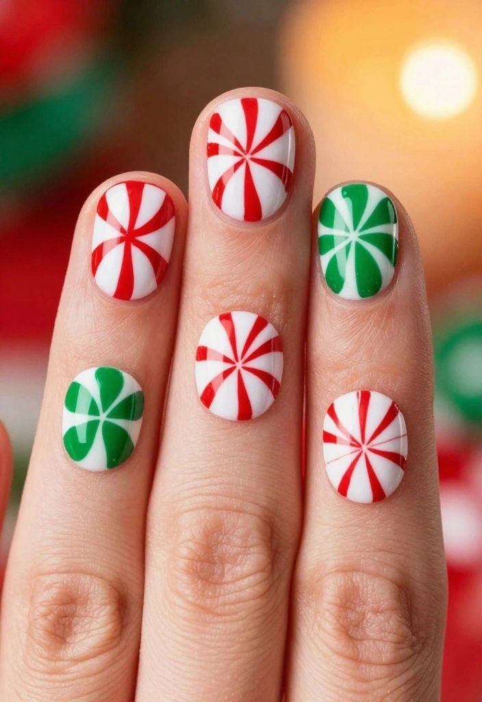 25 Peppermint Nail Inspirations for a Sweet Winter Look! - 12. Peppermint Animal Print 1