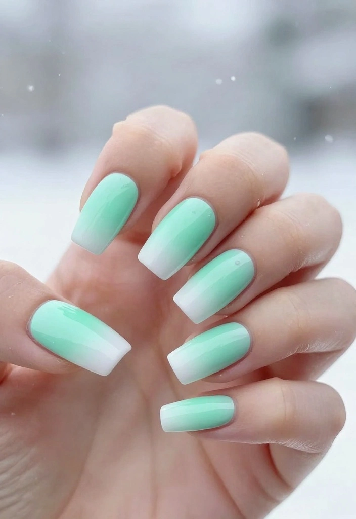 25 Peppermint Nail Inspirations for a Sweet Winter Look! - 22. Peppermint Frosted Ombre 1