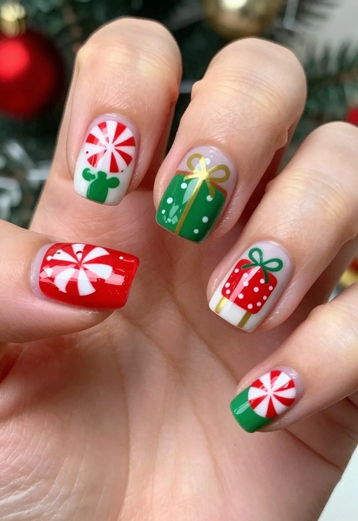 25 Peppermint Nail Inspirations for a Sweet Winter Look! - 24. Peppermint Gifts 1