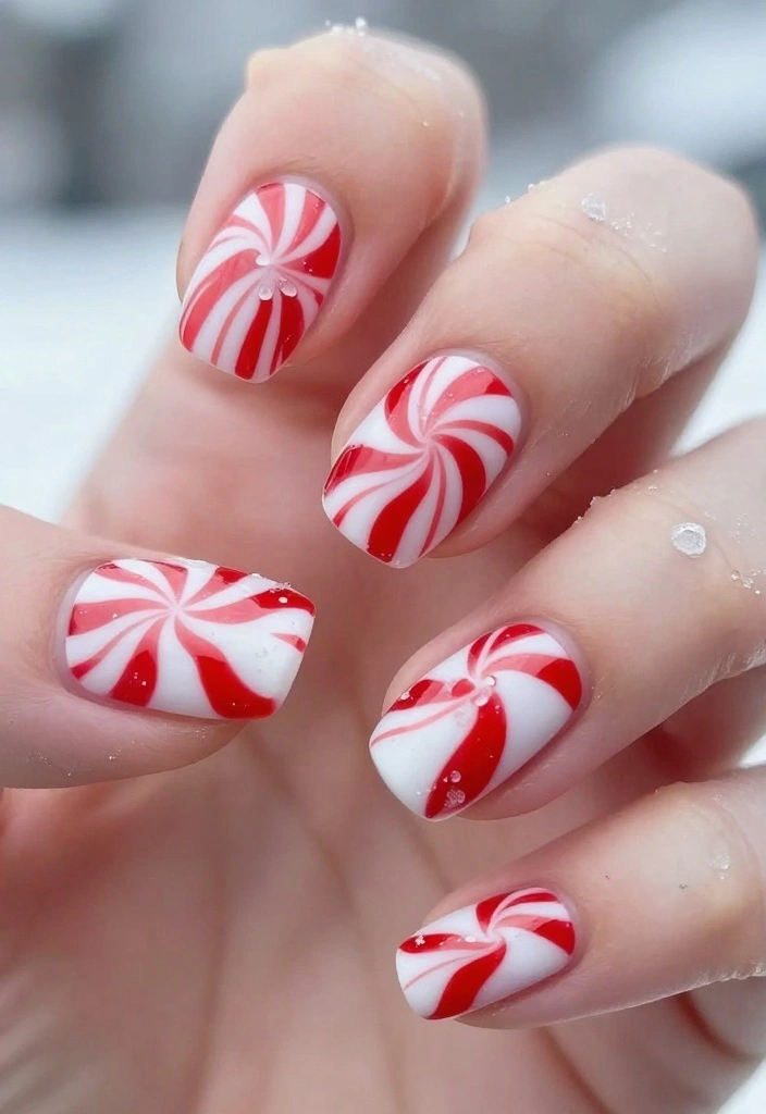 25 Peppermint Nail Inspirations for a Sweet Winter Look! - 3. Peppermint Swirls 1