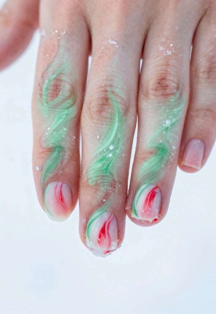 25 Peppermint Nail Inspirations for a Sweet Winter Look! - 6. Icy Peppermint Drapes 1