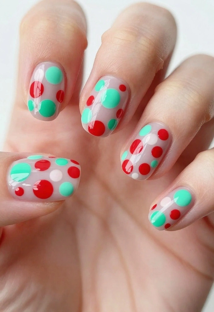 25 Peppermint Nail Inspirations for a Sweet Winter Look! - 8. Peppermint Dots 1