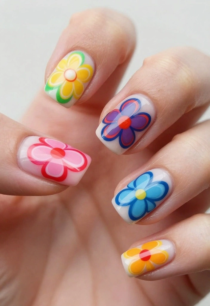 25 Stunning Nail Flower Designs That Will Make You the Center of Attention! - 14. Flower Fill-In Techniques 1