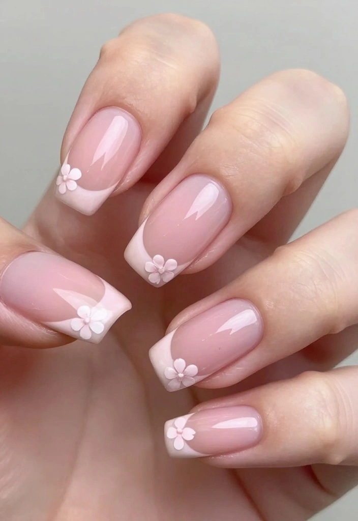 25 Stunning Nail Flower Designs That Will Make You the Center of Attention! - 17. Floral French Manicure 1