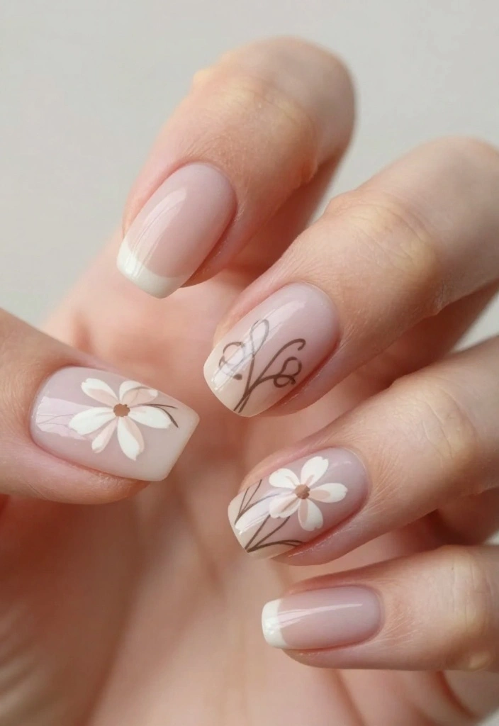 25 Stunning Nail Flower Designs That Will Make You the Center of Attention! - 8. Minimalist Floral Designs 1