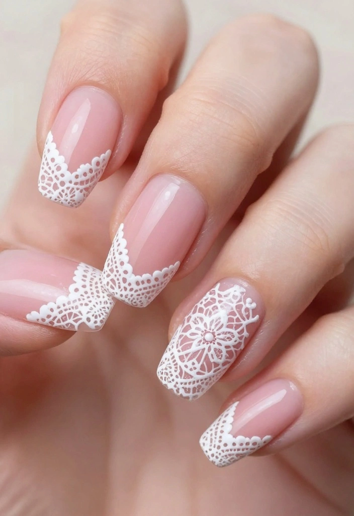 30 Blush Pink Nail Designs That Will Make You Swoon (You Won't Believe #15!) - 14. Blush Pink with Lace Details 1
