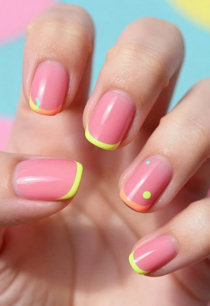 30 Blush Pink Nail Designs That Will Make You Swoon (You Won't Believe #15!) - 16. Blush Pink with Neon Accents 1