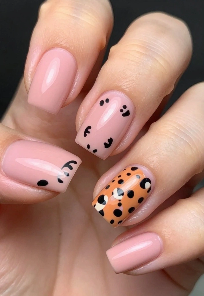 30 Blush Pink Nail Designs That Will Make You Swoon (You Won't Believe #15!) - 17. Blush Pink with Animal Prints 1