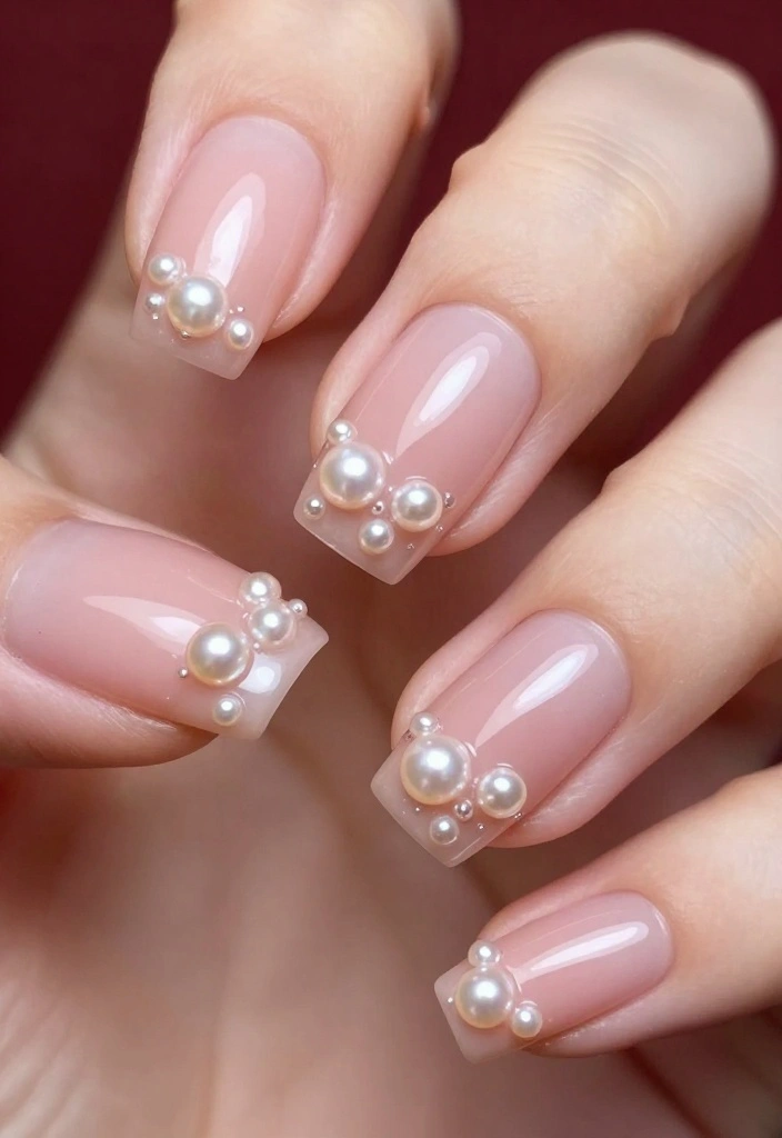 30 Blush Pink Nail Designs That Will Make You Swoon (You Won't Believe #15!) - 18. Blush Pink with Pearls 1
