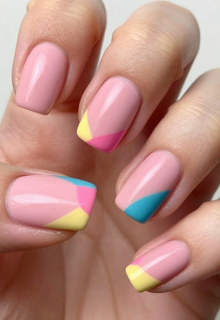 30 Blush Pink Nail Designs That Will Make You Swoon (You Won't Believe #15!) - 19. Blush Pink with Color Blocking 1