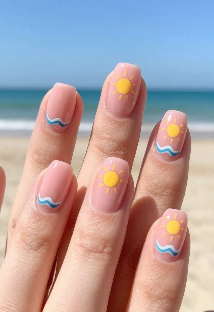 30 Blush Pink Nail Designs That Will Make You Swoon (You Won't Believe #15!) - 23. Blush Pink with Summer Vibes 1