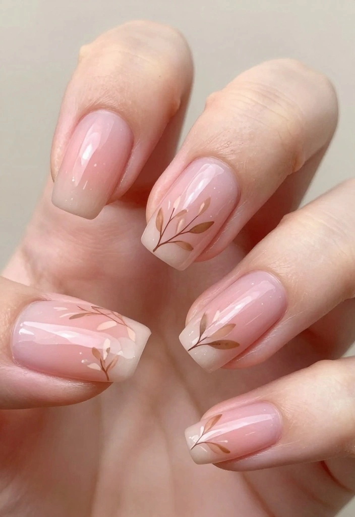 30 Blush Pink Nail Designs That Will Make You Swoon (You Won't Believe #15!) - 26. Blush Pink with Nature Elements 1