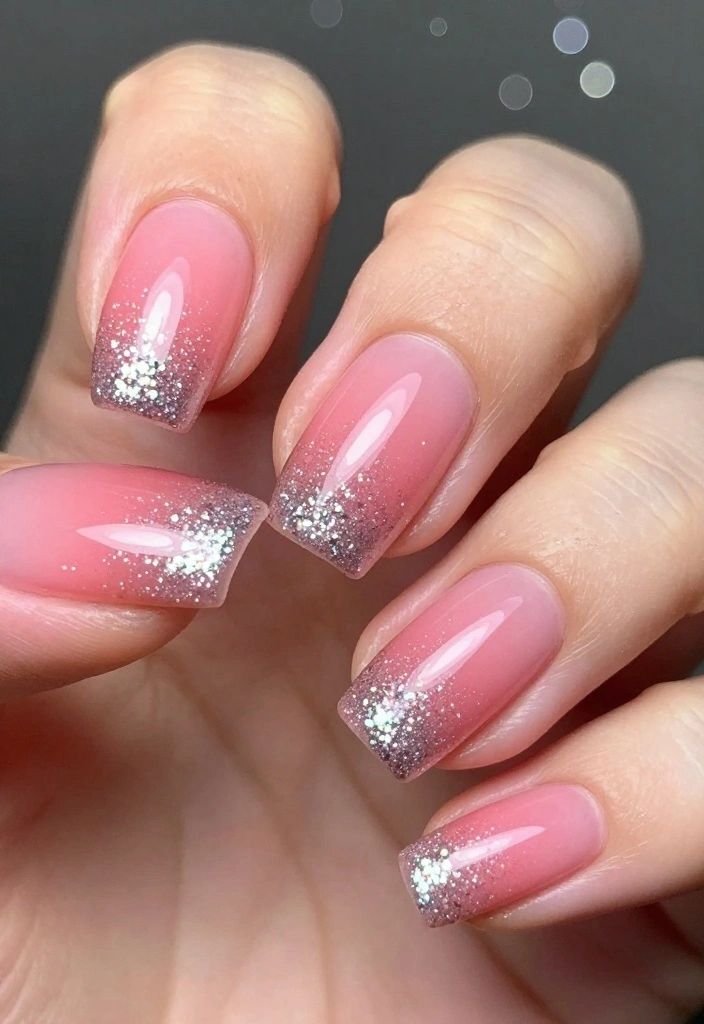 30 Blush Pink Nail Designs That Will Make You Swoon (You Won't Believe #15!) - 5. Glitter Gradient 1