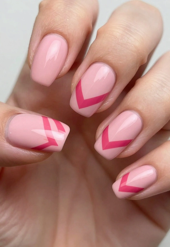 30 Blush Pink Nail Designs That Will Make You Swoon (You Won't Believe #15!) - 9. Blush Pink Chevron 1