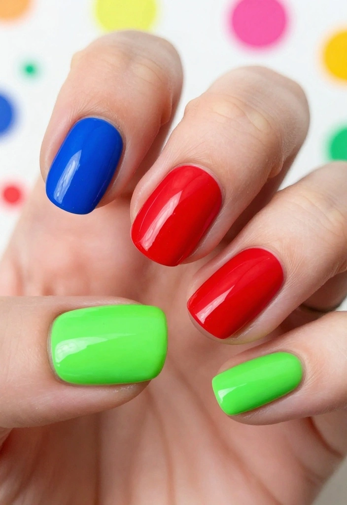 30 Nail Tech Inspirations You Need to Try Right Now (Especially #5!) - 6. Bright and Bold Colors 1
