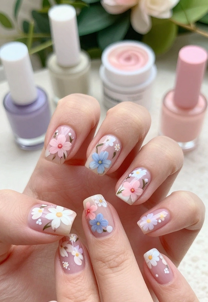 7 Quick and Stylish Beginner Nail Designs You Can Master in Minutes! - 7. Floral Fantasy 1
