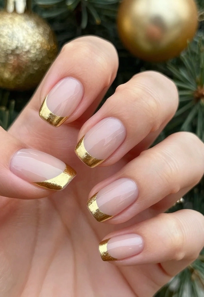 8 Elegant Christmas French Nails That Will Leave Everyone in Awe! - 1. Glamorous Gold Tips 1