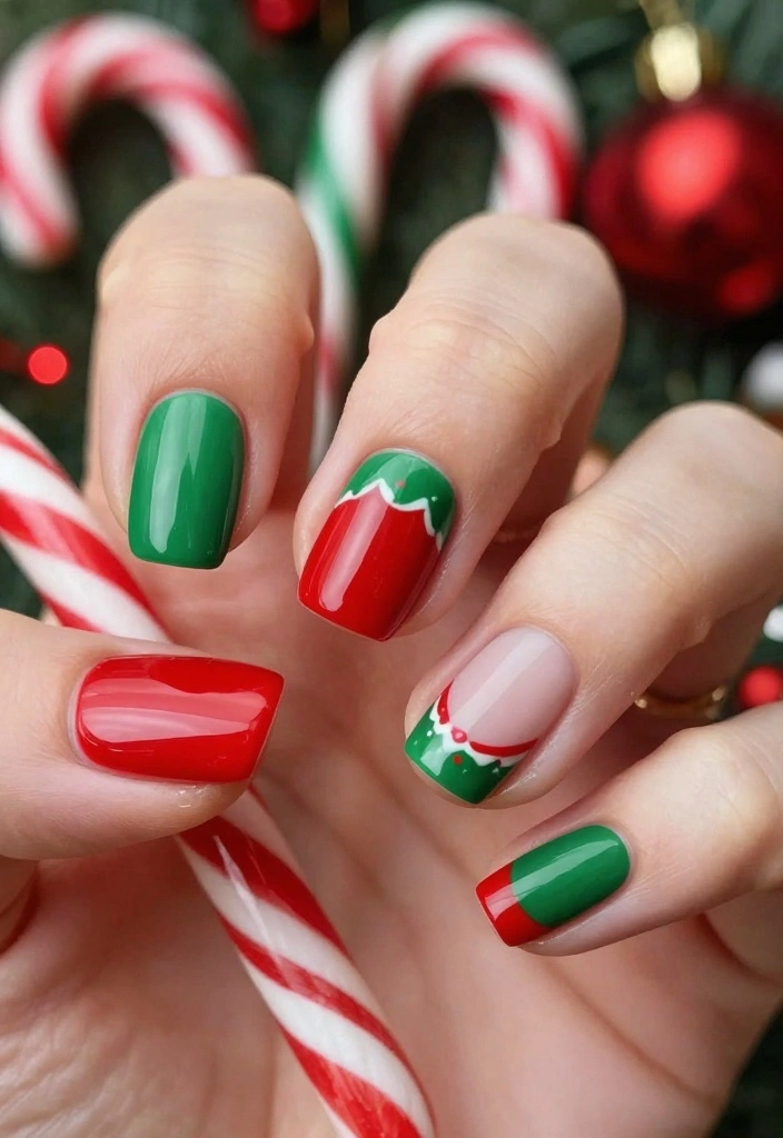 8 Elegant Christmas French Nails That Will Leave Everyone in Awe! - 3. Festive Red and Green 1