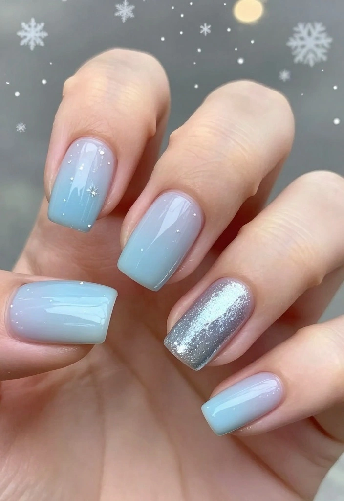 8 Elegant Christmas French Nails That Will Leave Everyone in Awe! - 6. Winter Wonderland Ombré 1