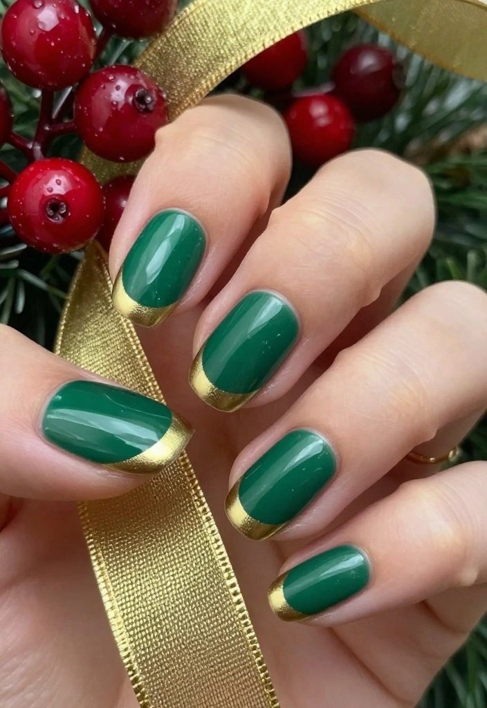 8 Elegant Christmas French Nails That Will Leave Everyone in Awe! - 8. Elegant Jewel-Toned French 1