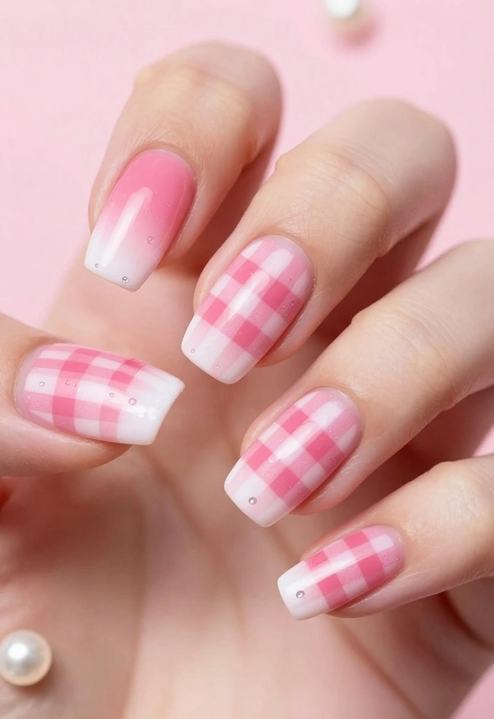 9 Adorable Gingham Nail Designs You Need to Try Right Now (Number 3 is a Must!) - 6. Ombre Gingham Delight 1