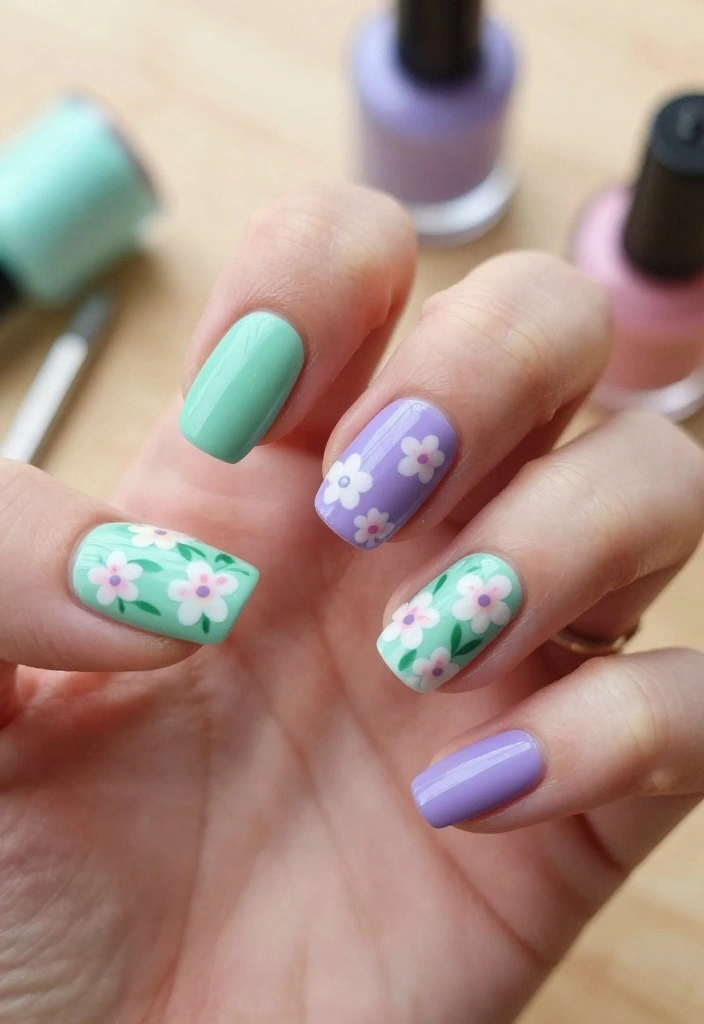 9 Awesome Gel Nail Polish Ideas You Wish You Knew Sooner! - 2. Floral Stamping Fun 1