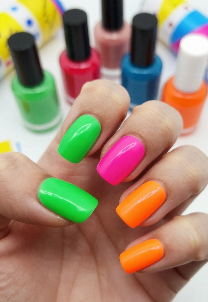 9 Awesome Gel Nail Polish Ideas You Wish You Knew Sooner! - 4. Neon Brights 1