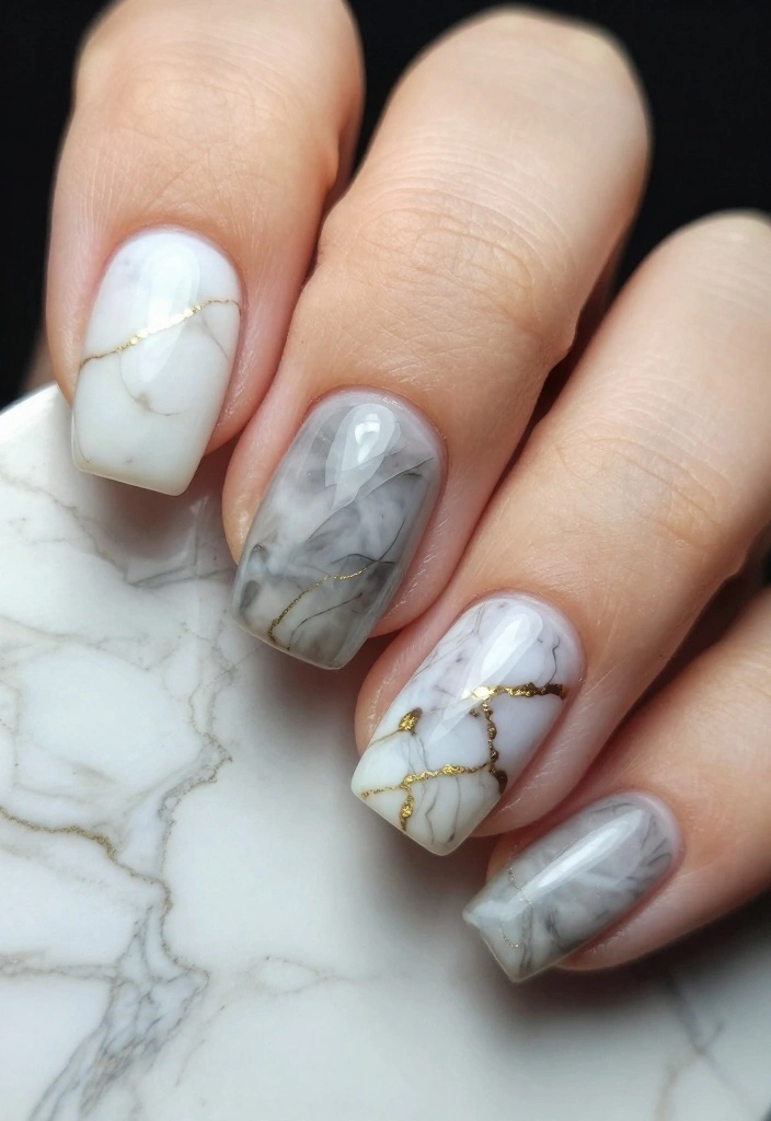 9 Awesome Gel Nail Polish Ideas You Wish You Knew Sooner! - 9. Marble Effect Madness 1