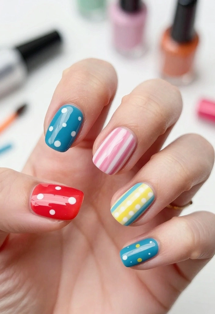 9 Chic Polka Dot Nail Art Styles That Will Elevate Your Glam Game (#6 Is So Classy!) - 8. Mixed Prints 1