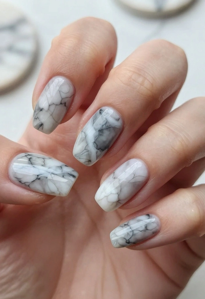 9 Chic Quick Nail Art Designs That’ll Save You Time and Look Fabulous! - 7. Marble Effect 1