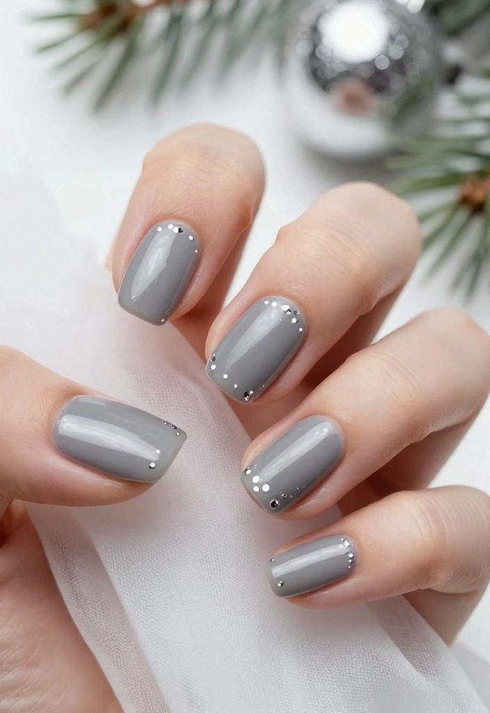 9 Classy Neutral Christmas Nails That Are Totally On Trend This Year! - 7. Warm Gray with Silver Accents 1