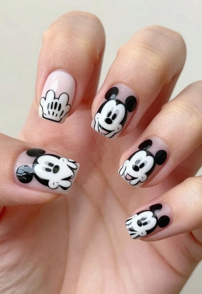 9 Easy Mickey Mouse Nail Styles to Rock This Weekend (Even Beginners Can Do It!) - 4. Mickey Mouse Hands 1
