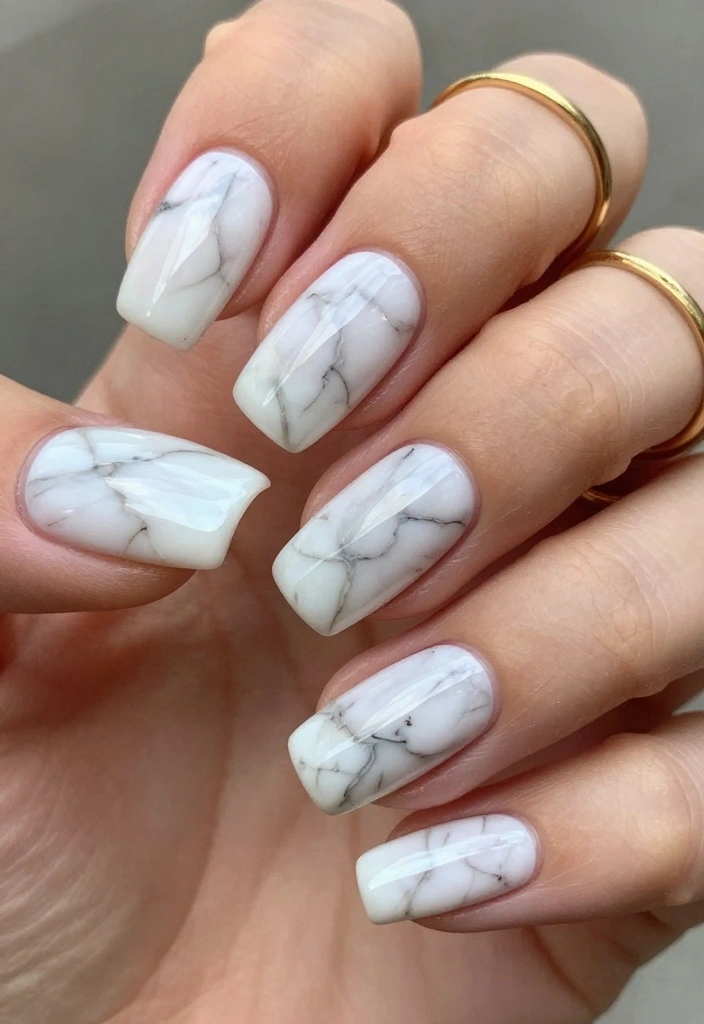 9 Elegant Marble Nail Designs That Will Turn Heads (Discover #2!) - 1. Classic White Marble 1