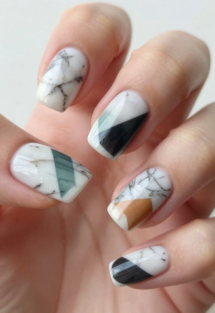 9 Elegant Marble Nail Designs That Will Turn Heads (Discover #2!) - 5. Geometric Marble 1