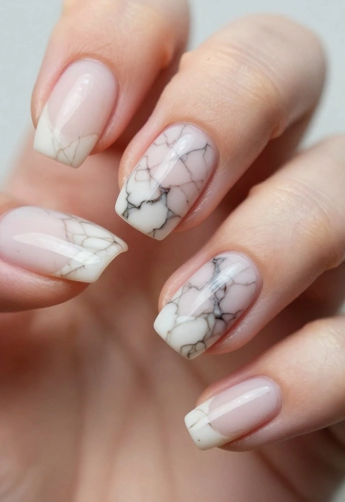 9 Elegant Marble Nail Designs That Will Turn Heads (Discover #2!) - 6. Negative Space Marble 1